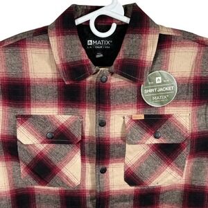 Matix Mens Plaid Sherpa Lined Shirt Jacket Khaki Red Brand New Medium